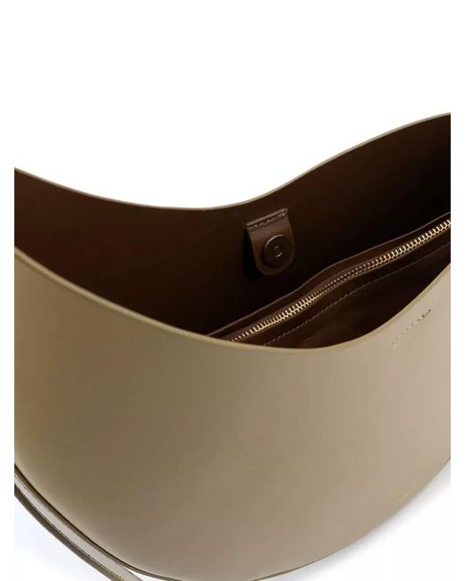 Soeur White Winona Leather Shoulder Bag Curved Shape