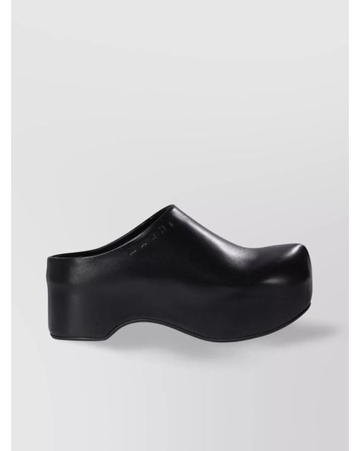 Marni Black Leather Platform Mules