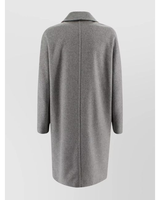 Max Mara Gray Cashmere Alpaca Virgin Wool Double-Breasted Belted Midi Coat
