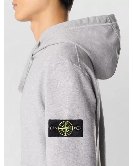 Stone Island White Cotton Hooded Sweatshirt for men