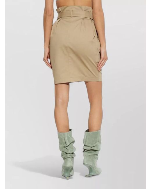 Balmain Natural High Waist Mini Skirt Belted Large Buckle