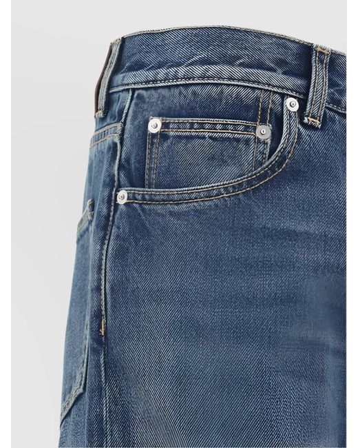 McQueen Blue Denim Mid-Rise Straight-Leg Jeans for men
