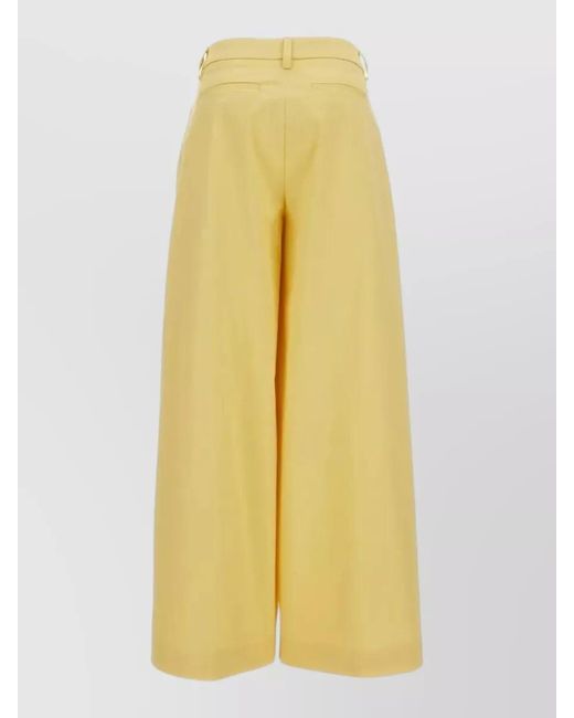 Thelatest Yellow Deva Gabardine Trousers Pleats Belt Loops