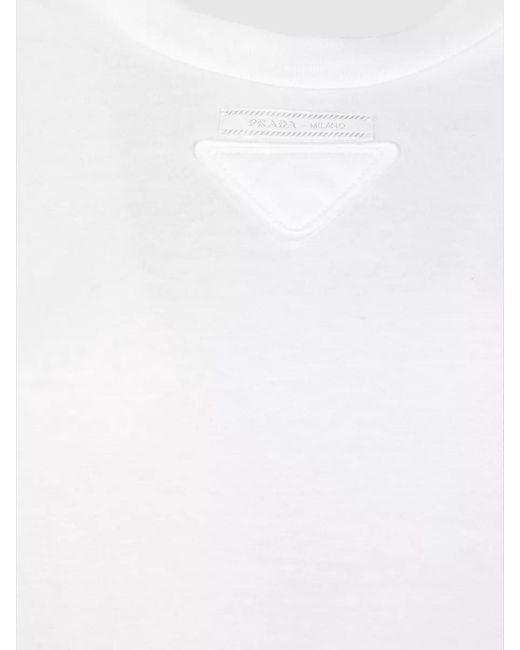 Prada White Crew Neck Jersey Top Short Sleeves