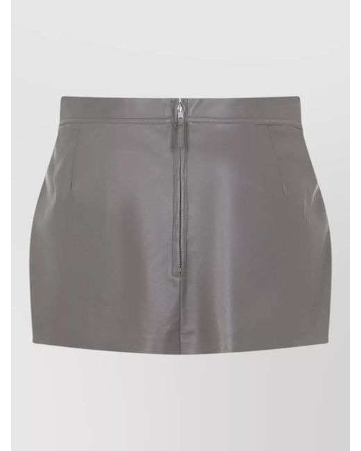 Rick Owens Gray Lamb Leather Asymmetric Mini Skirt