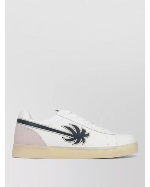 Palm Angels White Leather Low-Top Sneakers for men
