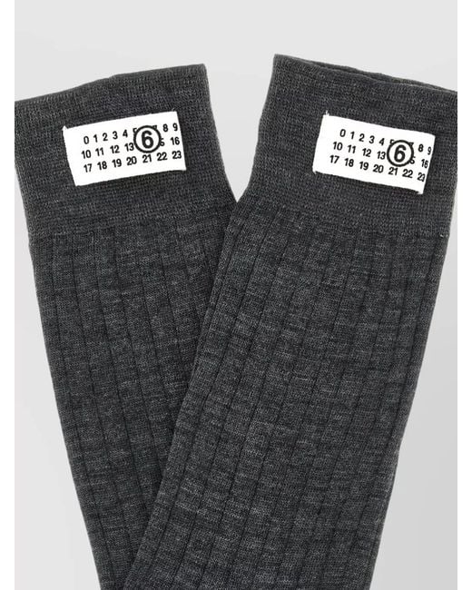 MM6 by Maison Margiela Black Signature Numeric Ribbed Mid Calf Socks