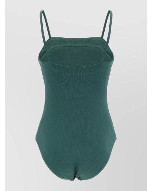 Eres Green Microfiber Straight Neckline One-Piece Swimsuit