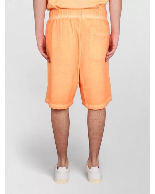 Marcelo Burlon Orange Bermuda Shorts Logo Detail Elastic Waistband for men