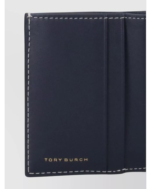 Tory Burch Blue Leather Purses Stitch Detailing