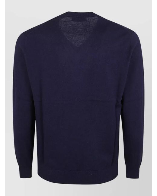 Ballantyne Blue V Neck Argyle Knit Long Sleeve Sweater for men