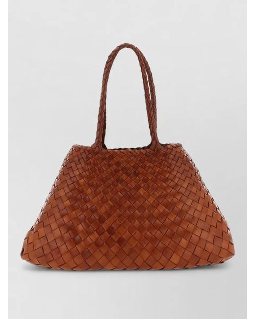 Dragon Diffusion Brown Santa Croce Large Woven Shoulder Tote Bag