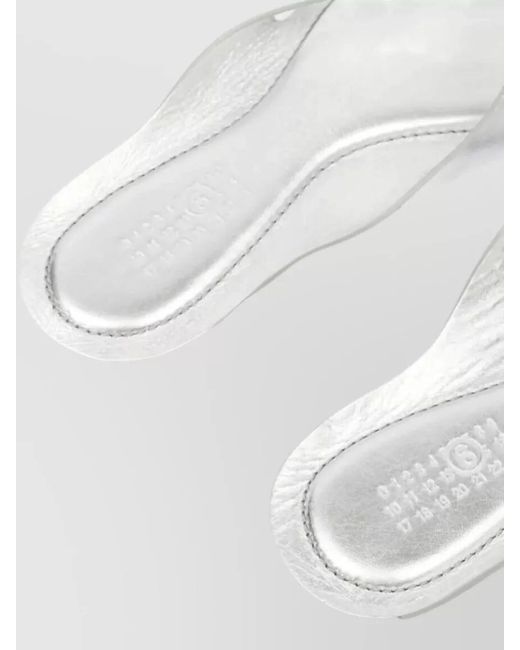 MM6 by Maison Margiela White Metallic Flat Sole Open Square Toe Sandals