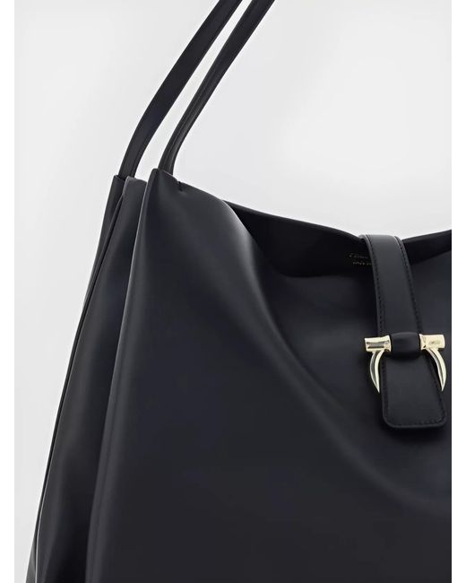 Ferragamo Black Mia Tote Bag Large Leather Shoulder Bag