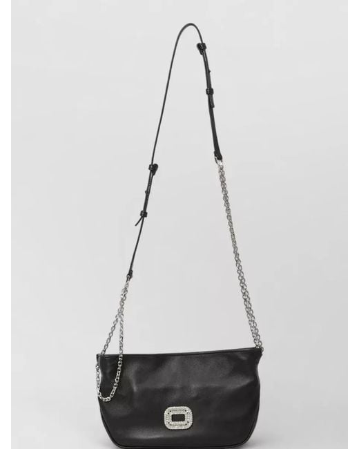 Roger Vivier Black Micro Pilgrim Leather Crossbody Chain Bag