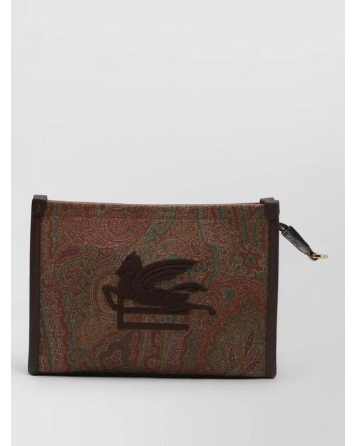 Etro Brown Arnica Mini Suede Clutch Bag