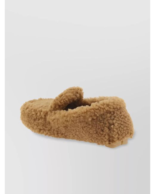 Prada Multicolor Shearling Fabric Loafers Rubber Sole