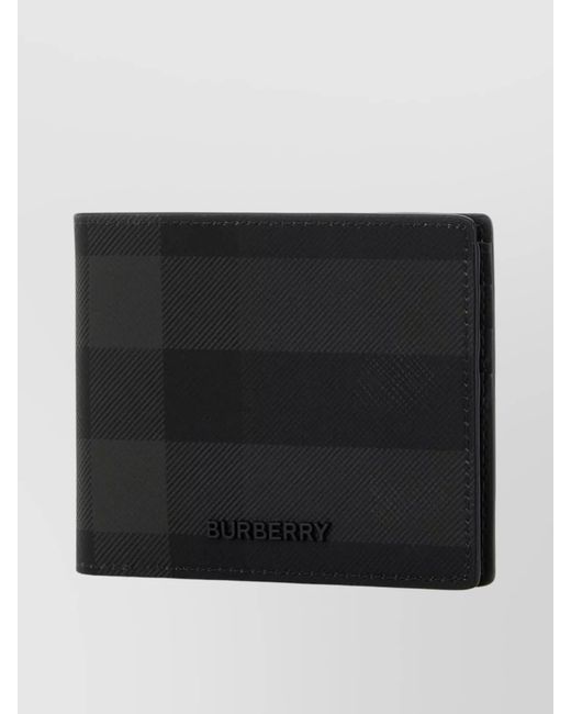 Burberry Black Canvas Wallet Checkered Pattern for men
