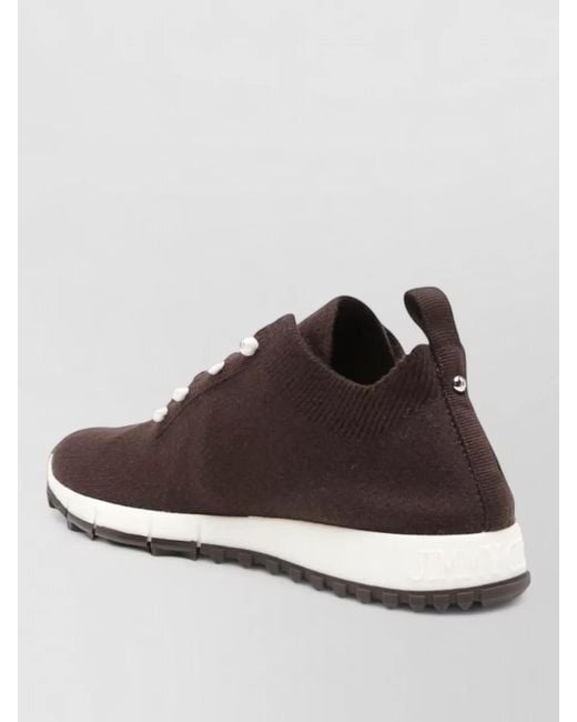 Jimmy Choo Brown Veles Pearl Detail Knit Tab Sneakers