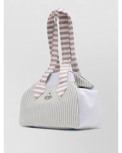 Vivienne Westwood White Archive Medium Cotton Striped Tote Bag