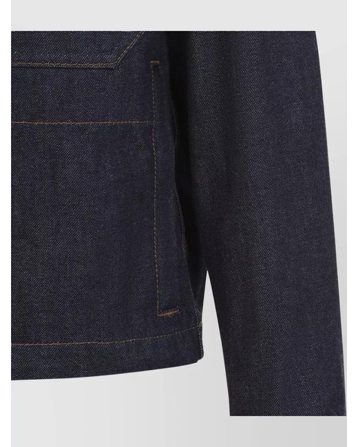 Stone Island Blue Denim Biker Jacket for men