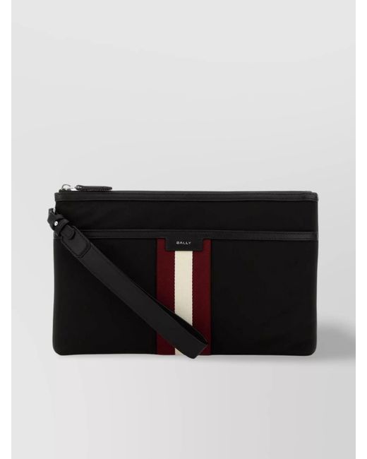 Bally Black Nylon Code Clutch With Wrist Strap for men