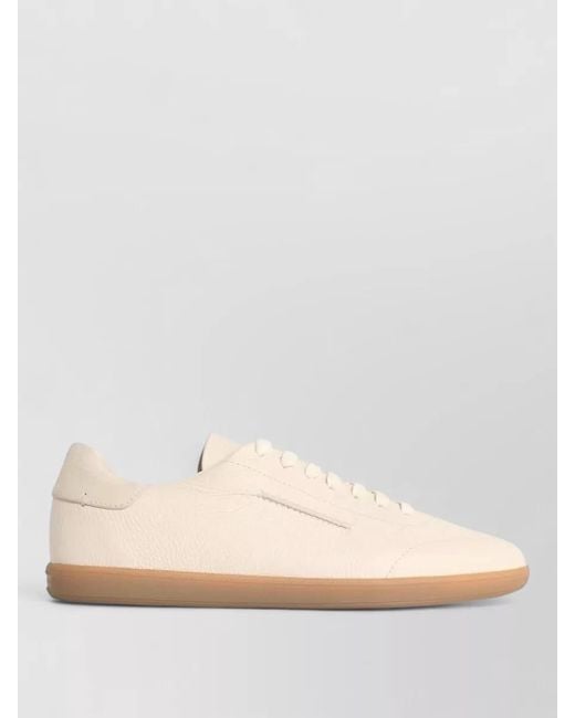 Zegna Natural Low Top Leather Lace Up Sneakers for men