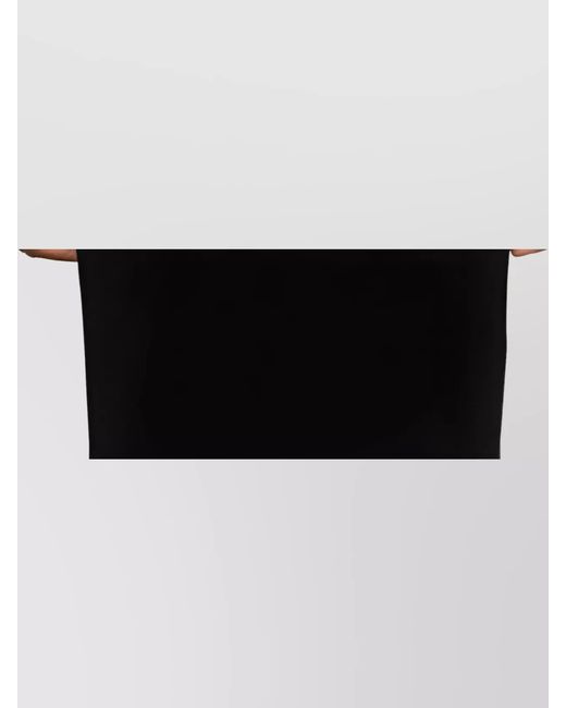 Staud Black Scallop-Waist Long Straight Skirt