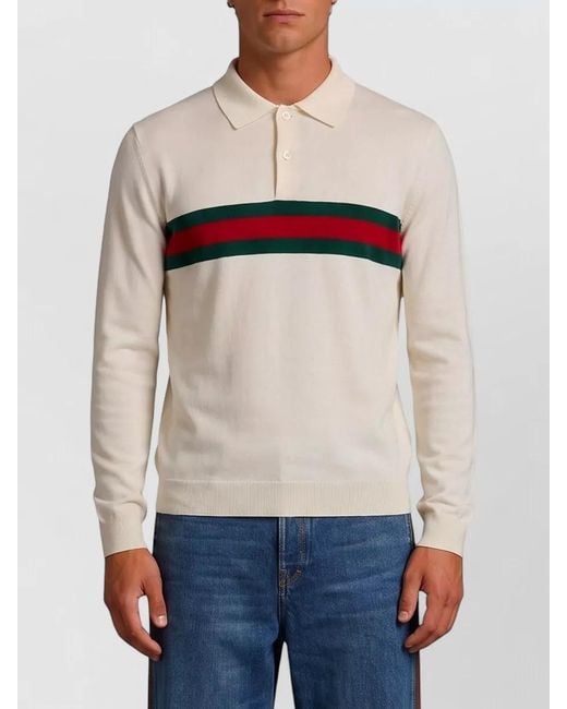 Gucci Multicolor Cashmere Regular-Fit Long-Sleeve Polo Shirt for men