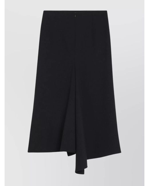 Victoria Beckham Black Wool Blend Asymmetric Skirt