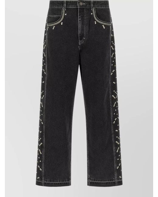 Isabel Marant Black Embroidered Straight-Leg Jeans for men
