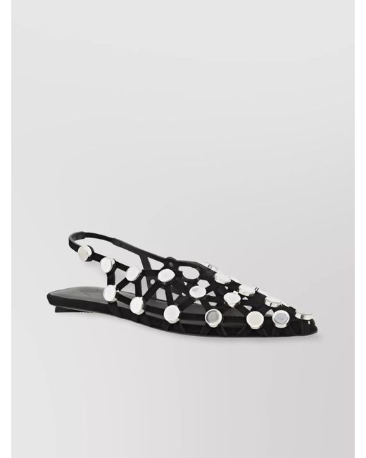 The Attico Metallic Leather Studded Cutout Ballerina Flats