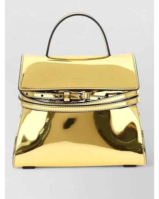 Moschino Tie Me Structured Metallic Shoulder Bag