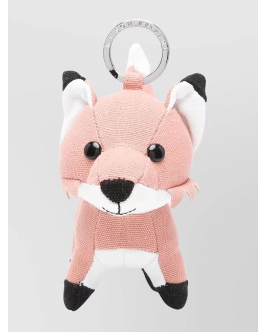 Maison Kitsuné Pink Embroidered Bag Charm With Pop-Up Animal Ears