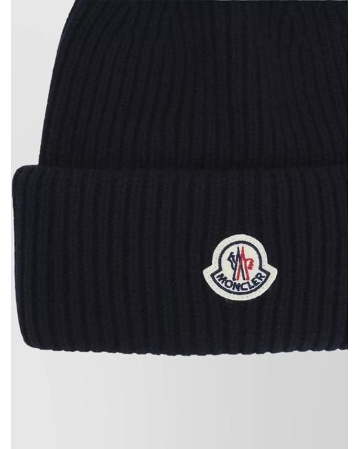 Moncler Blue Ribbed Cashmere Beanie for men