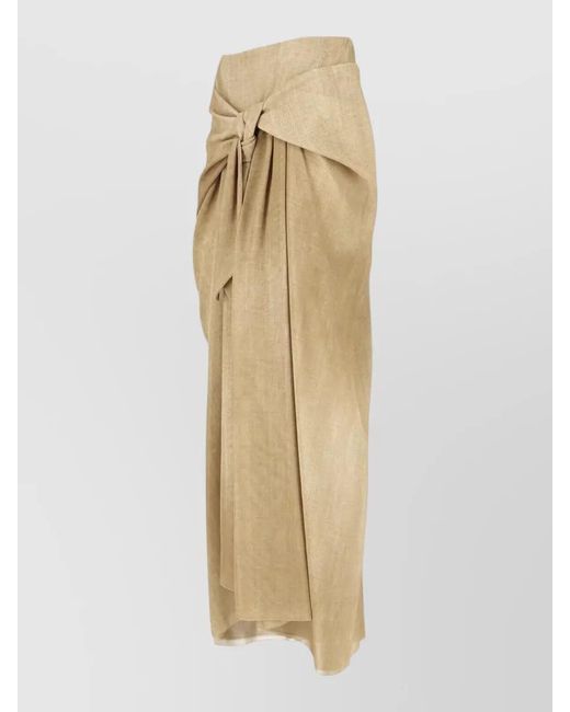 Ermanno Scervino Natural Midi Skirt Wrap Design Bow Detail