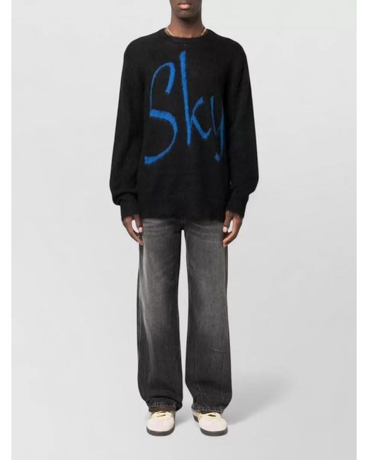 BLUE SKY INN Blue Logo Wool Blend Crew Neck Sweater for men