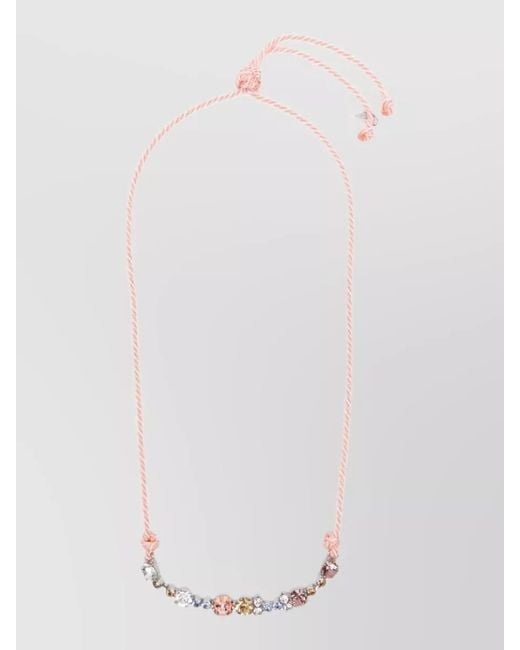 Forte_forte White Crystal Knot Necklace Rope Chain Design