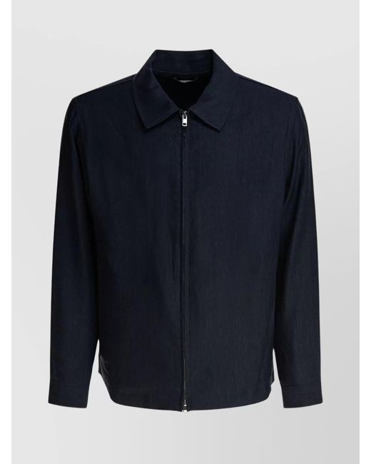 Vince Blue Long Sleeve Point Collar Side Pocket Jackets for men