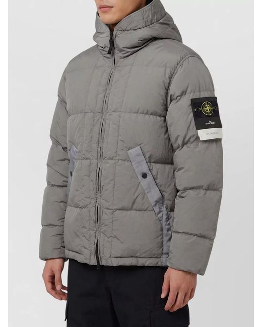 Stone Island Gray Down Puffer Jacket for men
