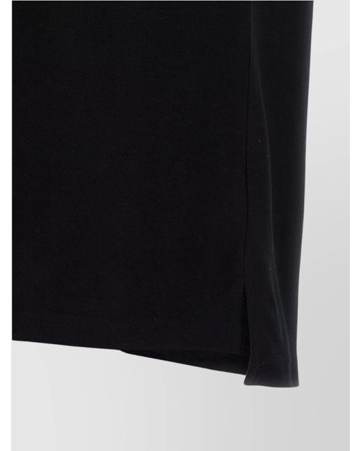 Moschino Black Buttoned Polo Shirt Side Slits for men