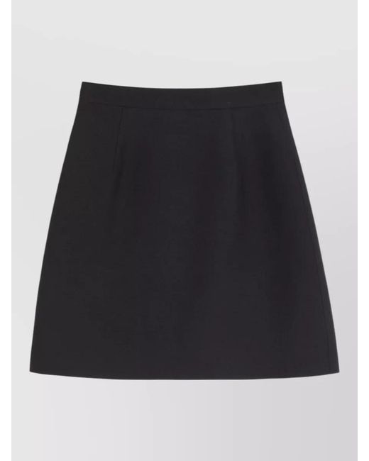 Valentino Black Wool And Silk A-Line Skirt