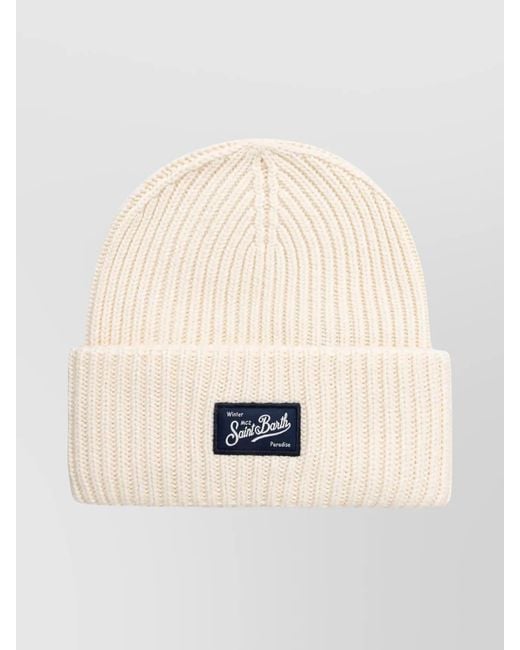 Mc2 Saint Barth White Cashmere Blend Knitted Beanie for men
