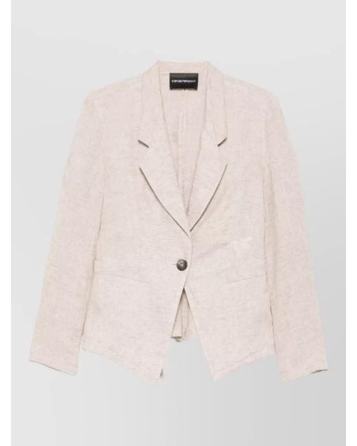 Emporio Armani Natural Tailored Jacket Long Sleeves Back Tie Detail