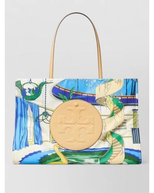 Tory Burch Blue Large Tote Bag Poolside Logo Pocket