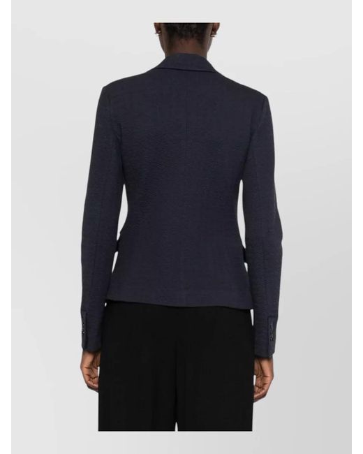 Emporio Armani Blue Textured Single-Breasted Suit Jacket