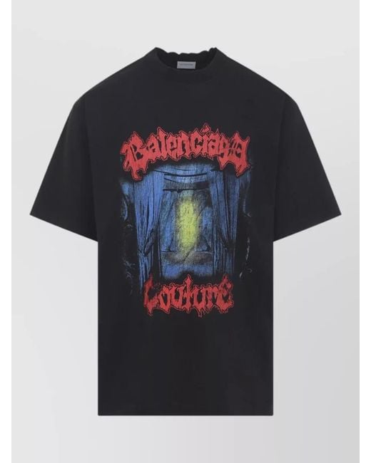 Balenciaga Black Medium Fit Jersey T Shirt Round Neck for men