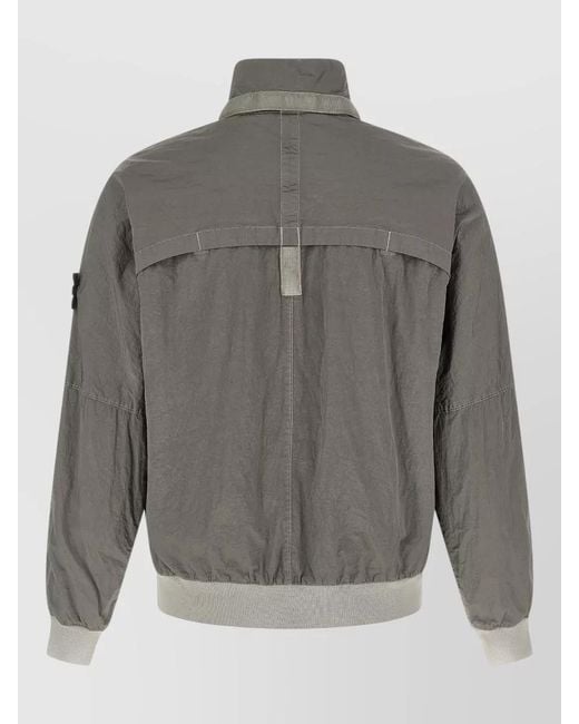 Stone Island Gray Nylon Bomber Jacket for men