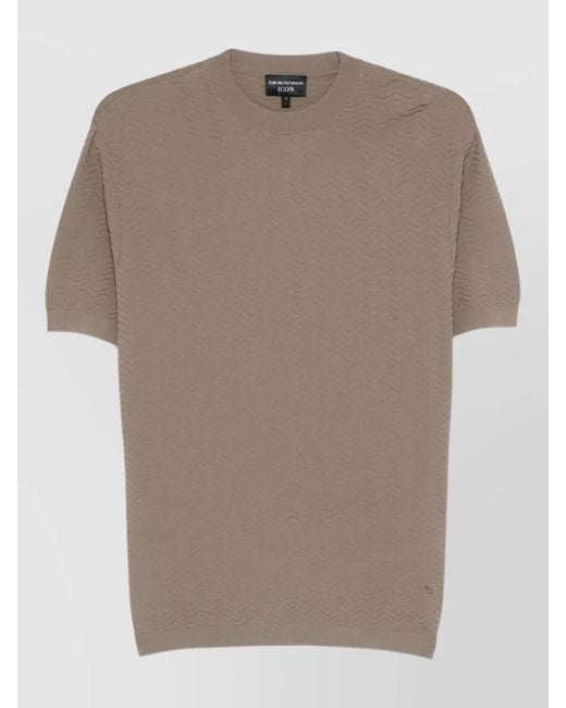 Emporio Armani Multicolor Short Sleeve Chevron Knit Top Neckline for men