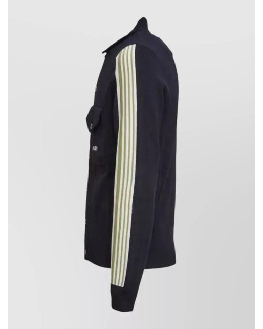 Autry Blue Striped Viscose Shirt Jacket for men